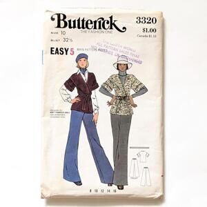1970s Vintage Butterick 3320 Sewing Pattern - Misses Top and Pants